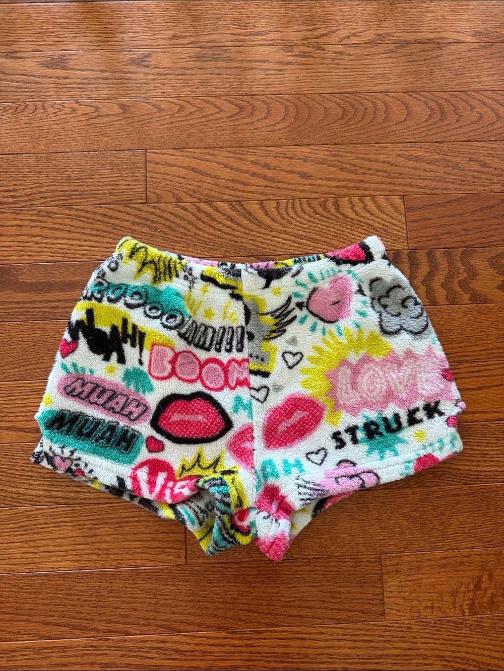 Cozy Girls' Plush Graphic Shorts in Multi-Color